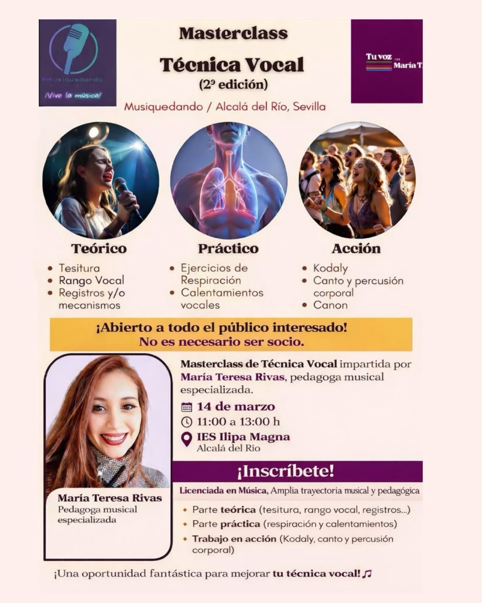 2ª MASTERCLASS DE TÉCNICA VOCAL